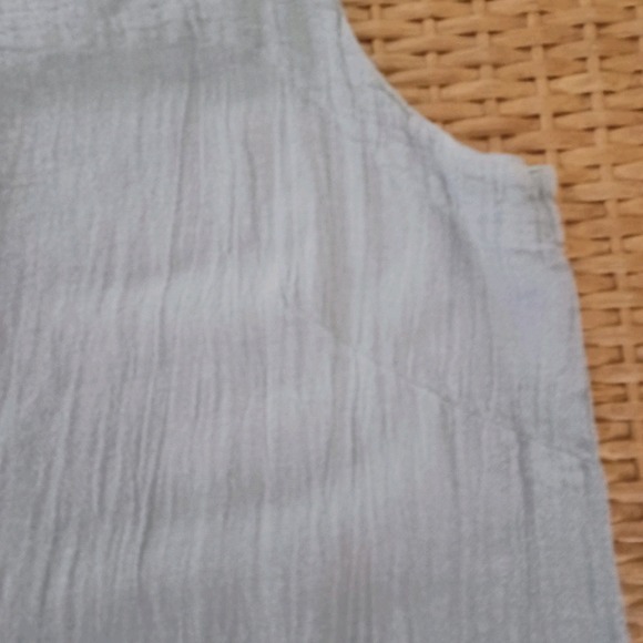 OH MY GAUZE! Gray Linen Blend Midi Dress Tank Straps Casual Size 2 L